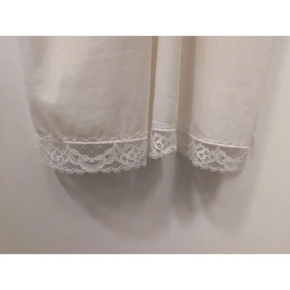 Vintage‎ Nightgown Slip Dress Pajamas White Lace Detail V-Neck Y2K 90s Bridal